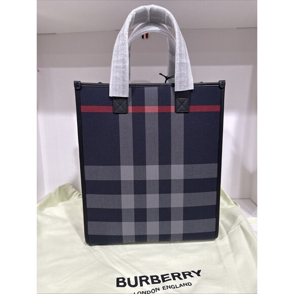 NWT Burberry Small Book Tote Blue Bag With Dust Bag - Picture 1 of 5